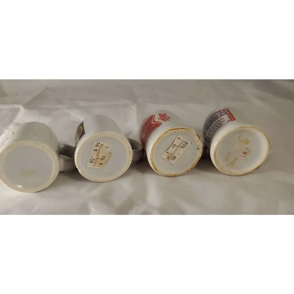 Beer Mugs Shot Glasses Lot of 4 Barware Budweiser Miller Strohs Michelob Mancave